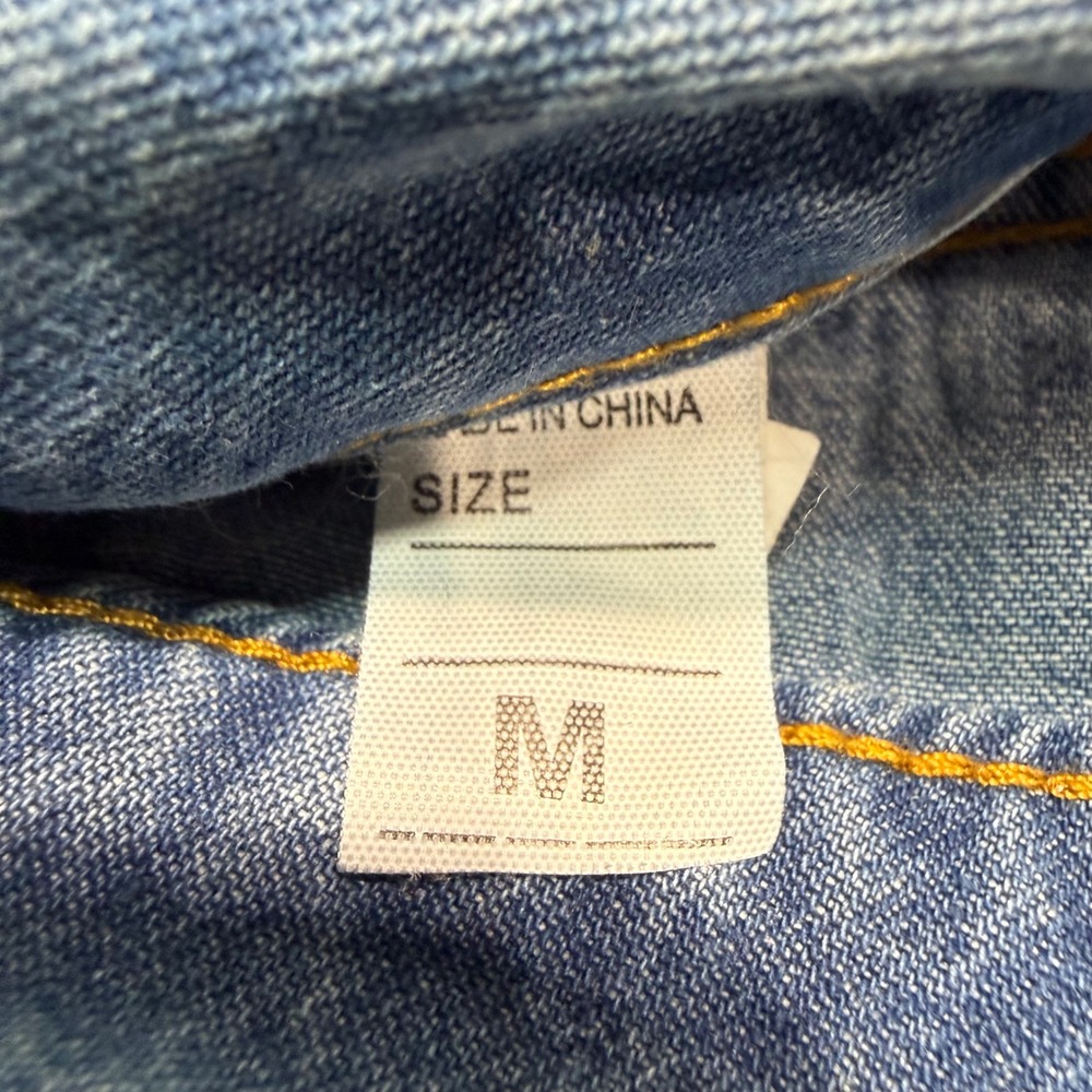 Distressed Patchwork Jeans Womens Medium Red Plai… - image 7